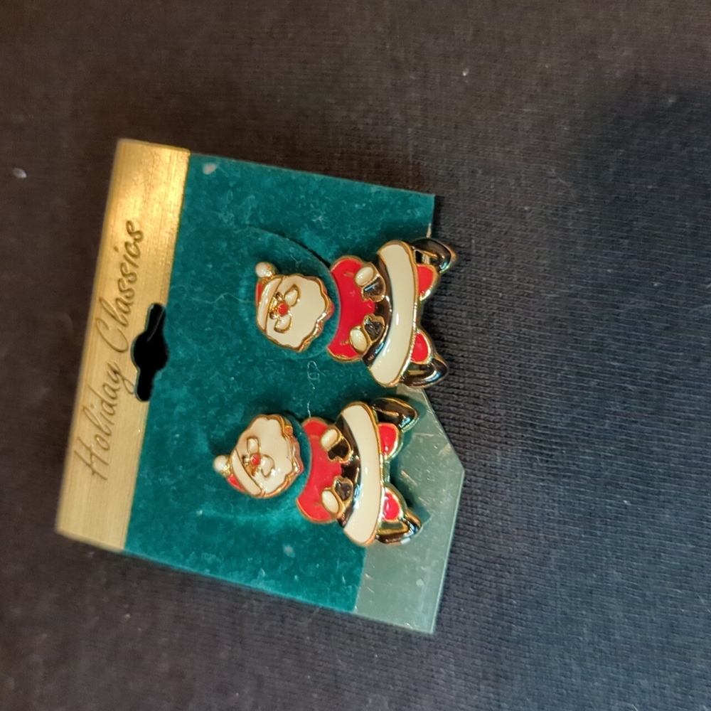 Vintage holiday Santa earrings